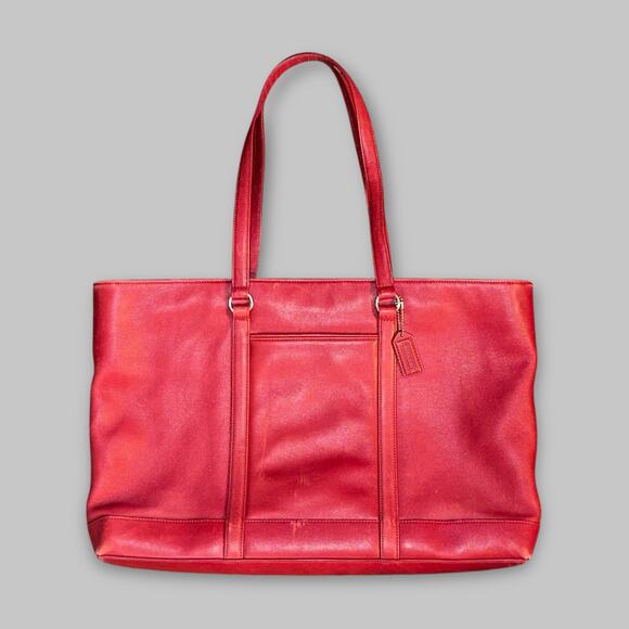 Coach Red Leather Tote Shoulder Bag - Picture 1 of 6